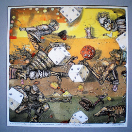 " Как пойдёт игра. Карамболь." 2017г. Печать, смеш. техника.