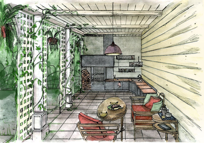 эскиз барбекю