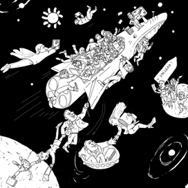 Разукрашка "Полет к звездам"(пример)