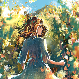 Девочка в траве