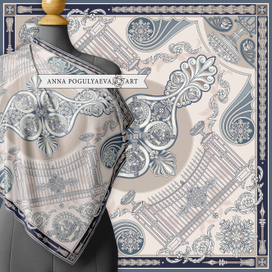 Иллюстрация для шелкового платка. Этюпские ворота.