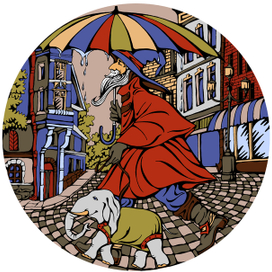 Странник. Эскиз панно для рестобара.