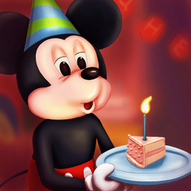 Микки Маус задувает свечу