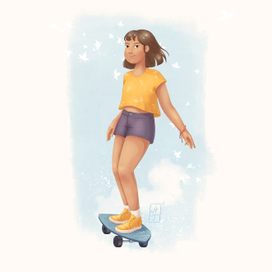 Девочка на скейтборде