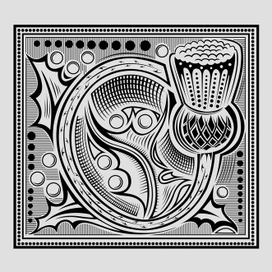 гравюрный элемент чертополох с буквой О