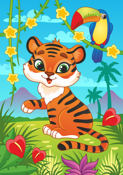 Тигр. Аппликация со стразами