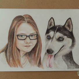 портрет девушки с ее собакой