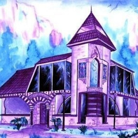 эскиз дома отеля в мавританском стиле