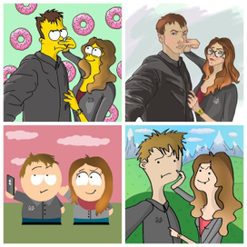 Иллюстрация по фото в 4х мультяшных стилях