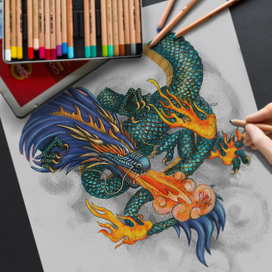 Дракон. Принт для футболки.