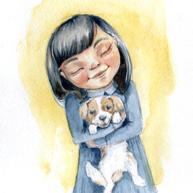 Девочка и её собачка 