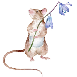 Мышка с первоцветами