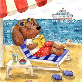 Собачка на пляже