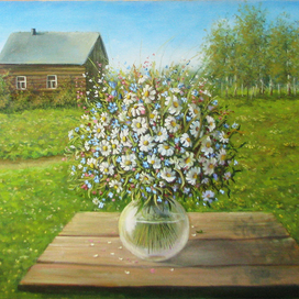 Ромашки маслом 50 см х 60 см