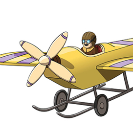 Усатый пилот, желтый самолет
