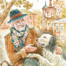 Белый Бим Черное ухо. Иллюстрация на обложку.