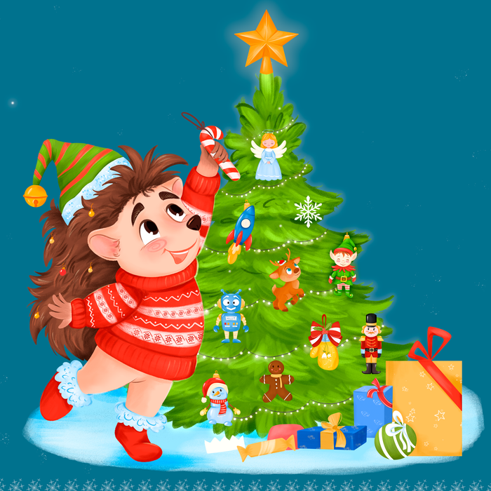 Ежик и елка