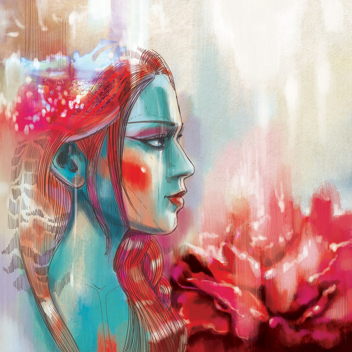 девушка и цветок