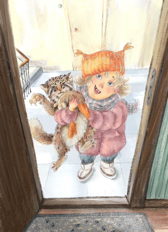 Тут кысочка заблудилась... может у нас пока поживет, а?..