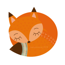 Векторный спящий лисенок