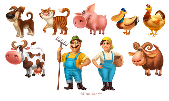 Персонажи для детской игры Animal Farm