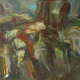 дождь над оврагом. этюд.