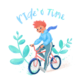 Ride'o time - boy on bike, color