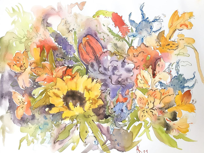 Букет с подсолнухом