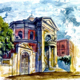 3. Церковь Сант-Андреа-аль-Квиринале. бумага, карандаш, акварель. 2016 г.