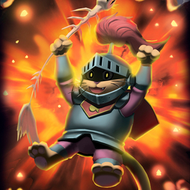 Плакат с котом рыцарем