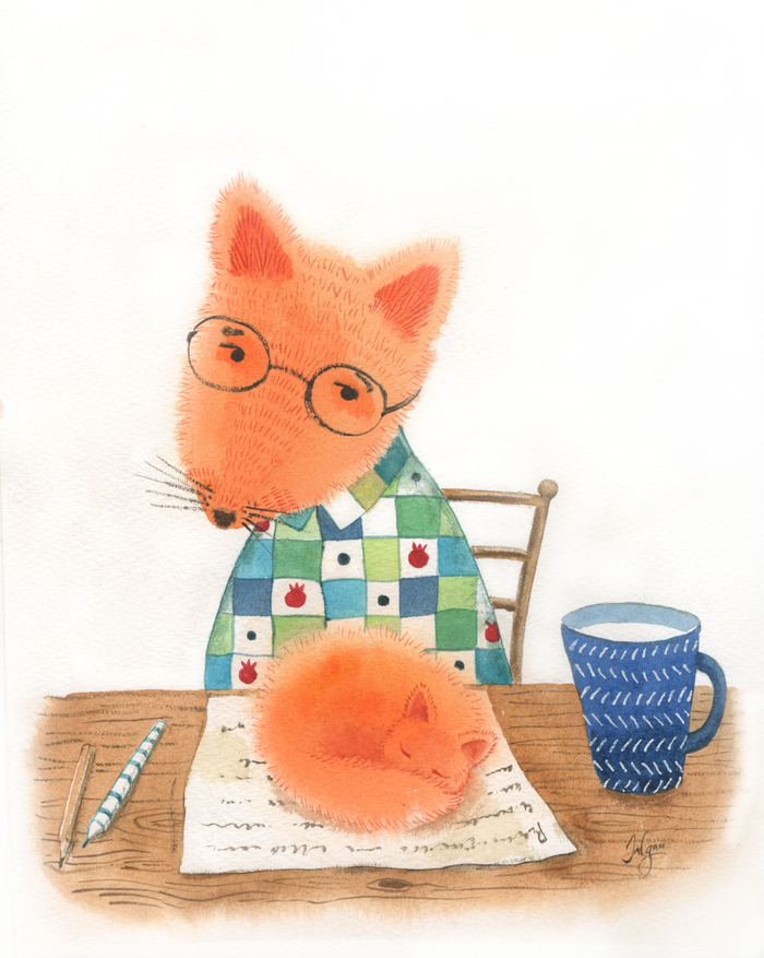 Папа лис и лисенок. 