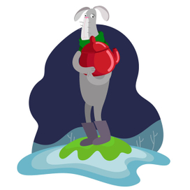 заяц из чайником