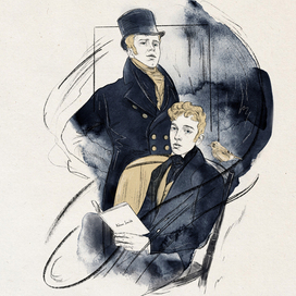 Онегин и Ленский. Иллюстрация для Кафе Пушкин, Москва. "Евгений Онегин"