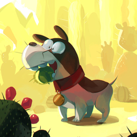 Собака и кактусы