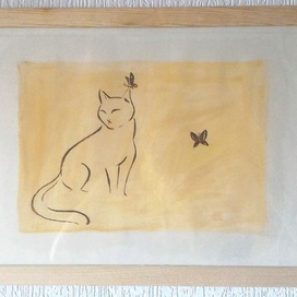 Силуэт кота с бабочками