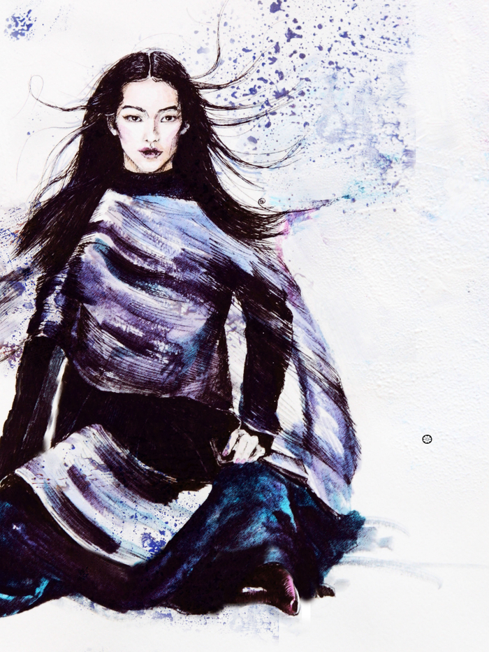 Модная иллюстрация Yohji Yamamoto