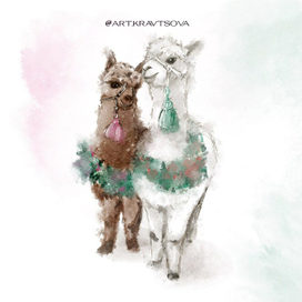 Digital акварель альпаки