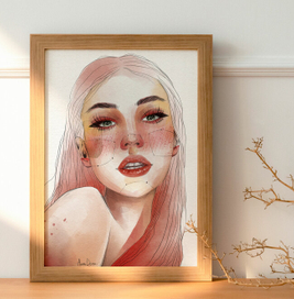 Цифровой портрет акварель MINIMALISM