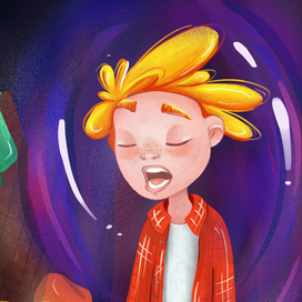 Бардак в комнате. Детский персонаж, детская иллюстрация