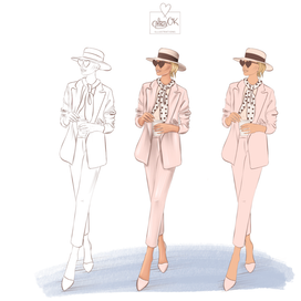 девушка в стиле fashion illustration 