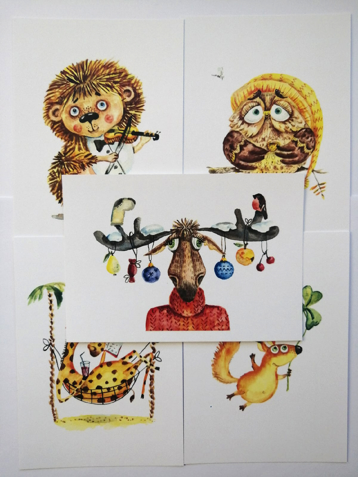 Открытки "Весёлые животные"