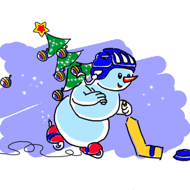 снеговик-хоккеист