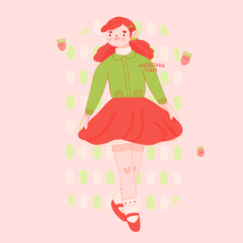 Девочка в клубничном платье