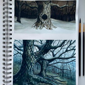 Зарисовки гуашью 