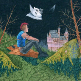 Я смотрю на замок, а мой друг сидит рядом со мной