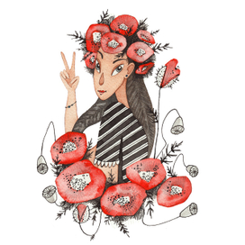 девушка с маками