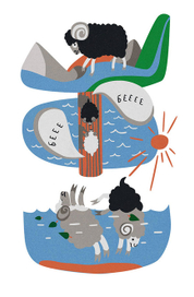 На мосточке утром рано повстречались два барана