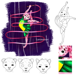 Концепт персонажа Розовый леопард-гимнаст