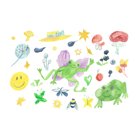 Магические, акварельные лягушки