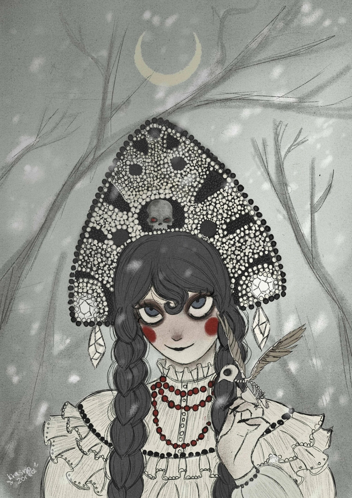 Иллюстрация со славянской богиней зимы Мареной